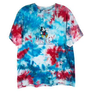 Mickey Mouse Disney Large Tee Shirt Handmade‎ Tie Dye Vintage Blue Red 1082